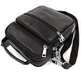 Чоловіча сумка-барсетка шкіряна 22х24х8 / месенджер на одне плече для міста та подорожей, чорний, фото 4