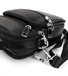Чоловіча сумка-барсетка шкіряна 22х24х8 / месенджер на одне плече для міста та подорожей, чорний, фото 8