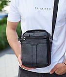 Чоловіча шкіряна сумка-месенджер 21х25х6, барсетка через плече Tiding Bag A25-3278A Чорна, фото 4