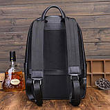 Шкіряний чоловічий рюкзак міський 30х41х12, сумка на плечі для ноутбука та документів Tiding Bag 20334 чорна, фото 5