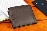 Шкіряне чоловіче портмоне на кнопці ST Leather ST104 Коричневе, фото 8