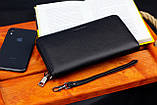 Чорний гаманець-клатч з блоком під картки під однією блискавкою з натуральної шкіри Marco Coverna МС-5901Q, фото 7