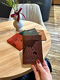 Шкіряна обкладинка для паспорта з написом Ukraine, фото 5