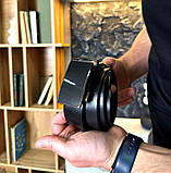 Чоловічий шкіряний ремінь із пряжкою автомат 3733, фото 5