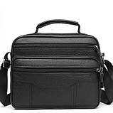 Чоловіча барсетка з ручкою 25x19x6.5, шкіряна сумка з ременем через плече BEXHILL BX-14440B чорна, фото 2