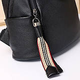Шкіряний жіночий рюкзак міський 30х24х13, матова сумка на плечі, чорна, фото 6
