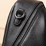 Шкіряний жіночий рюкзак міський 30х24х13, матова сумка на плечі, чорна, фото 9