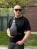 Чоловічий стильний слінг на плече 18х32х6, сумка рюкзак для подорожей та відпочинку TIDING BAG 7862 чорна, фото 9