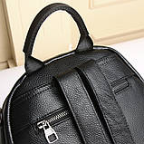 Стильна жіноча сумка міська на плечі 25х33х14, рюкзак з натуральної шкіри, чорний, фото 7