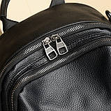 Стильна жіноча сумка міська на плечі 25х33х14, рюкзак з натуральної шкіри, чорний, фото 8