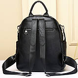 Стильна жіноча сумка міська на плечі 25х33х14, рюкзак з натуральної шкіри, чорний, фото 10