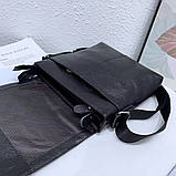 Шкіряна сумка чоловіча через плече 21х23х5.5, м'яка барсетка для гаджетів Tiding Bag 12977 чорна, фото 4