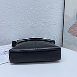 Шкіряна сумка чоловіча через плече 21х23х5.5, м'яка барсетка для гаджетів Tiding Bag 12977 чорна, фото 6