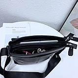 Шкіряна сумка чоловіча через плече 21х23х5.5, м'яка барсетка для гаджетів Tiding Bag 12977 чорна, фото 8