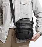 Чоловіча сумка барсетка 17x21x9, шкіряна сумочка планшет Tiding Bag 75003 чорна, фото 2
