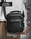 Чоловіча сумка барсетка 17x21x9, шкіряна сумочка планшет Tiding Bag 75003 чорна, фото 4