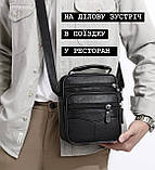 Чоловіча сумка барсетка 17x21x9, шкіряна сумочка планшет Tiding Bag 75003 чорна, фото 7