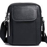 Чоловіча шкіряна сумка-барсетка 19х24х7.5, сумочка планшет через плече чорна Bexhill BX-09164, фото 2