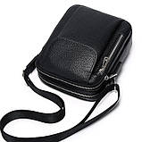 Чоловіча шкіряна сумка-барсетка 19х24х7.5, сумочка планшет через плече чорна Bexhill BX-09164, фото 7