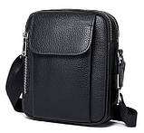 Чоловіча шкіряна сумка-барсетка 19х24х7.5, сумочка планшет через плече чорна Bexhill BX-09164, фото 8