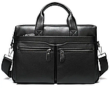 Чоловіча сумка для офіса 39x28×8, портфель папка для ноутбука та паперів SK N76955 чорний, фото 2
