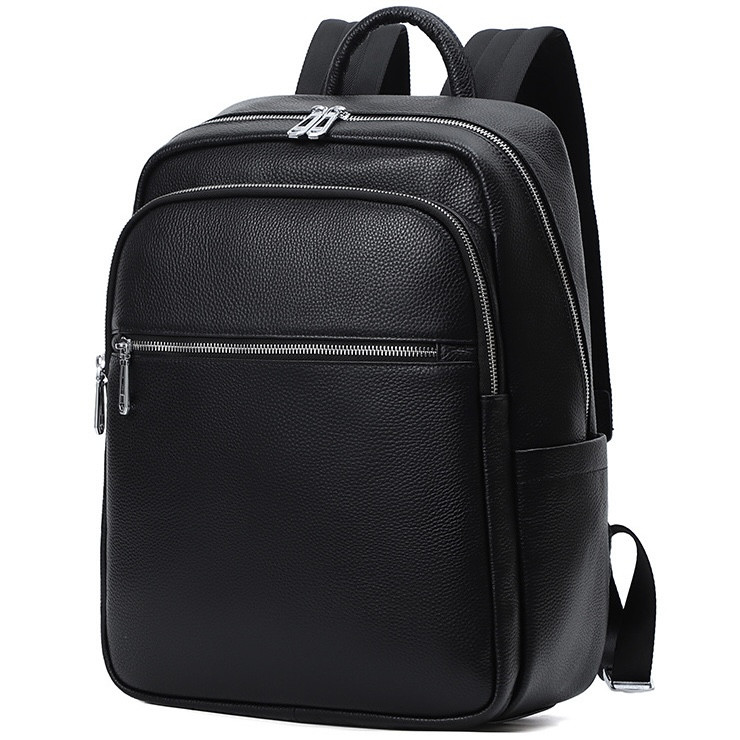 Чоловічий шкіряний рюкзак для поїздок та прогулянок 30х40х17, сумка на спину в офіс Tiding Bag 75362 чорна, фото 1