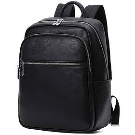 Чоловічий шкіряний рюкзак для поїздок та прогулянок 30х40х17, сумка на спину в офіс Tiding Bag 75362 чорна