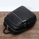 Чоловічий шкіряний рюкзак для поїздок та прогулянок 30х40х17, сумка на спину в офіс Tiding Bag 75362 чорна, фото 3