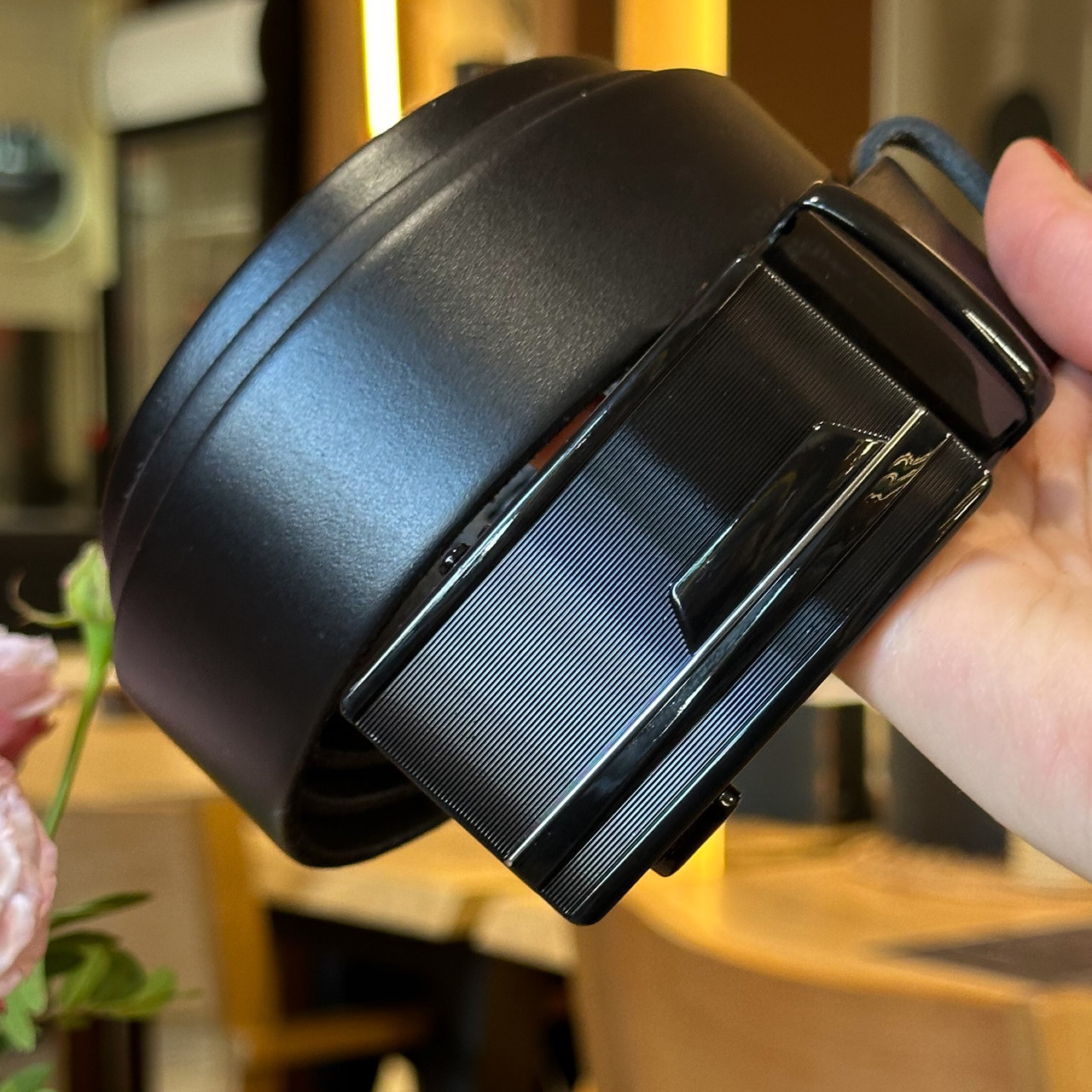 Чоловічий шкіряний ремінь із пряжкою автомат 4978, фото 1