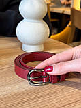 Шкіряний жіночий ремінь червоного кольору 4711, фото 2