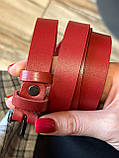 Шкіряний жіночий ремінь червоного кольору 4711, фото 4