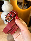 Шкіряний жіночий ремінь червоного кольору 4711, фото 5