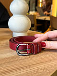 Шкіряний жіночий ремінь червоного кольору 4711, фото 8