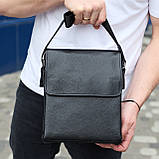 Сумка месенджер 21.5x25x7 шкіряна барсетка для чоловіків Tiding Bag 35775 чорна, фото 2