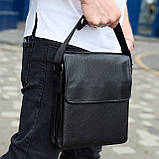 Сумка месенджер 21.5x25x7 шкіряна барсетка для чоловіків Tiding Bag 35775 чорна, фото 3