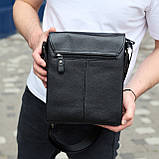 Сумка месенджер 21.5x25x7 шкіряна барсетка для чоловіків Tiding Bag 35775 чорна, фото 6
