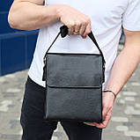 Сумка месенджер 21.5x25x7 шкіряна барсетка для чоловіків Tiding Bag 35775 чорна, фото 8