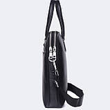 Шкіряна чоловіча ділова сумка-портфель портфель для ноутбука 37х28.5х7, дипломат для офіса Tiding Bag 64028 чорний, фото 5