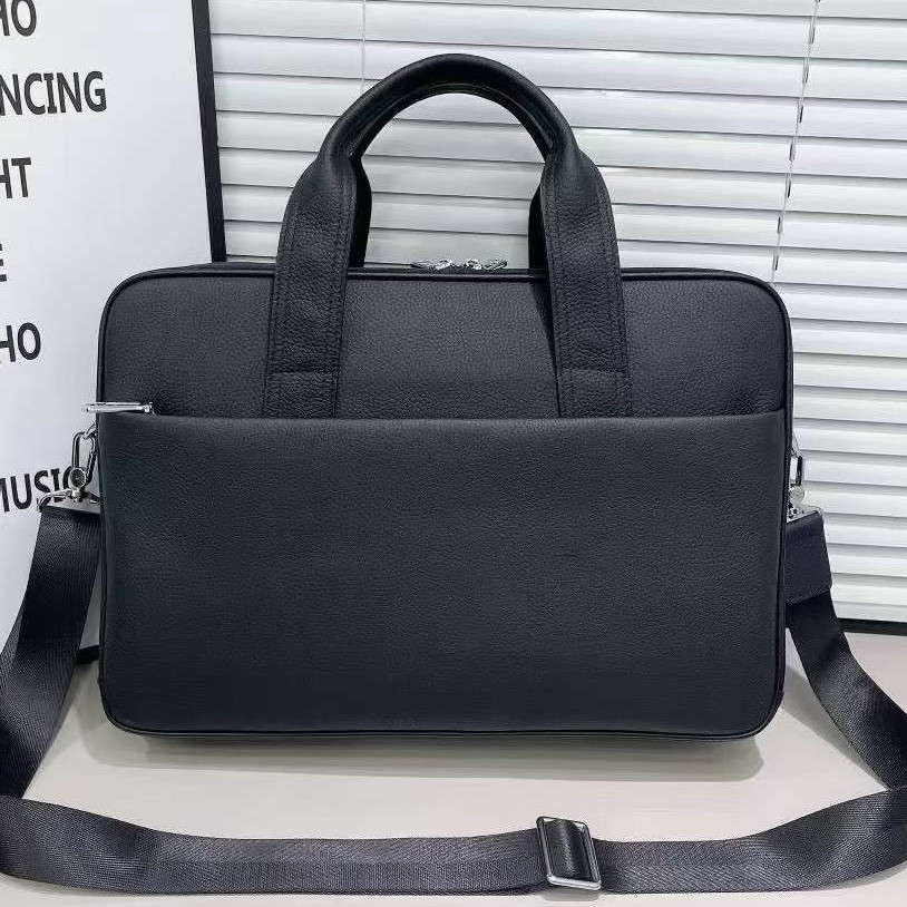 Шкіряна чоловіча ділова сумка для ноутбука 40x27x10, офісний портфель Tiding Bag 56901, чорний, фото 1