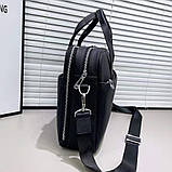 Шкіряна чоловіча ділова сумка для ноутбука 40x27x10, офісний портфель Tiding Bag 56901, чорний, фото 3