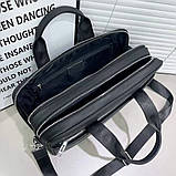 Шкіряна чоловіча ділова сумка для ноутбука 40x27x10, офісний портфель Tiding Bag 56901, чорний, фото 6