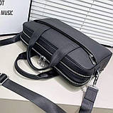 Шкіряна чоловіча ділова сумка для ноутбука 40x27x10, офісний портфель Tiding Bag 56901, чорний, фото 7