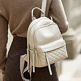 Жіночий шкіряний наплічник міський 35х26х17, рюкзак з натуральної шкіри, білий, фото 3