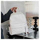 Жіночий шкіряний наплічник міський 35х26х17, рюкзак з натуральної шкіри, білий, фото 5