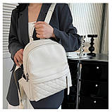 Жіночий шкіряний наплічник міський 35х26х17, рюкзак з натуральної шкіри, білий, фото 6