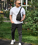 Сумка слінг чоловіча через плече 19х31х7, нагрудна сумочка рюкзак з натуральної шкіри TIDING BAG 32545 чорна, фото 8