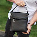 Чоловіча барсетка 23х26х6, месенджер через плече шкіряний Tiding Bag 80471 чорний, фото 4