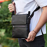 Чоловіча барсетка 23х26х6, месенджер через плече шкіряний Tiding Bag 80471 чорний, фото 6