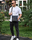 Чоловіча барсетка 23х26х6, месенджер через плече шкіряний Tiding Bag 80471 чорний, фото 10