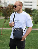 Чоловіча сумка-барсетка через плече з ручкою 21х26х6 сумка месенджер шкіряна Tiding Bag M616932 чорна, фото 10